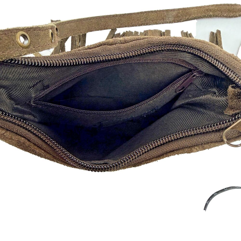 GIANNI Brown Suede Fringe Shoulder Bag Boho Western Cowgirl Pocketbook Purse - Picture 3 of 8